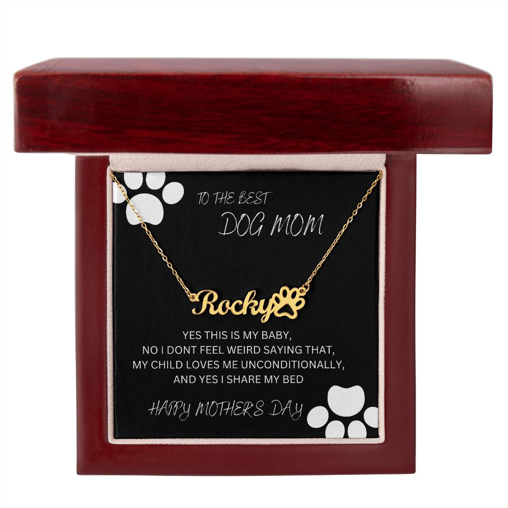 Dog Mom (Name Necklace Paw Print)