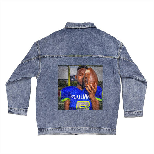 Custom Football Oversized Denim Jacket